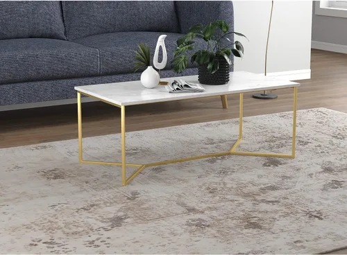 Miniatura 2 de Mesa de centro Safdie 44L Marble Gold Metal