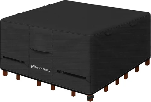 Cubierta de mesa de patio Porch Shield - Funda impermeable para juego de mesa y sillas de comedor al aire libre cuadrada - 55 x 55 pulgadas, negra