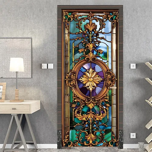 Miniatura 11 de TUOKING Adhesivo para puerta, calcomanías de vinilo para puerta, mural autoadhesivo para decoración del hogar, 30.3 pulgadas de ancho x 78.7
