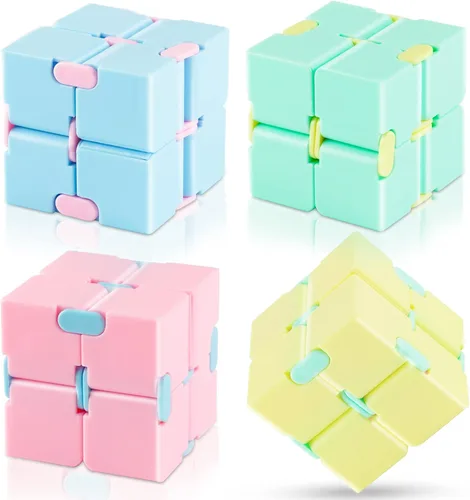 Cubo infinito de juguete 4 unidades de rompecabezas para niños y adultos, alivio del estrés y la ansiedad, rompecabezas mágico para TDAH, cubo de