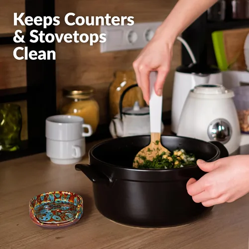 Miniatura 7 de Soporte de cuchara de cerámica para encimera de cocina y estufa (turquesa mármol)