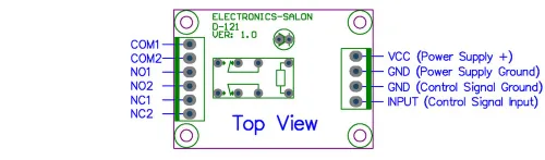 Miniatura 7 de ELECTRONICS-SALON Módulo de relé de señal DPDT, 5Vdc, relé RY5W-K. ha ensamblado.