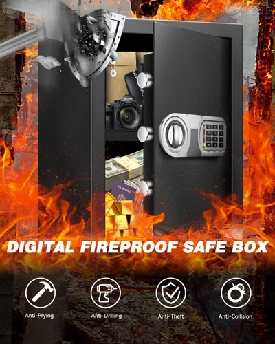 Miniatura 3 de Caja Fuerte Grande para Oficina en Casa con Alimentación USB-C, Alarma y Cerradura Digital - Gabinete Caja Fuerte de Seguridad de 3.0 Pies Cúbicos
