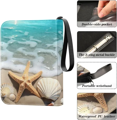 Miniatura 4 de Beach Shells - Carpeta impermeable para tarjetas intercambiables, 400 bolsillos, estuche de exhibición con fundas para tarjetas, juego