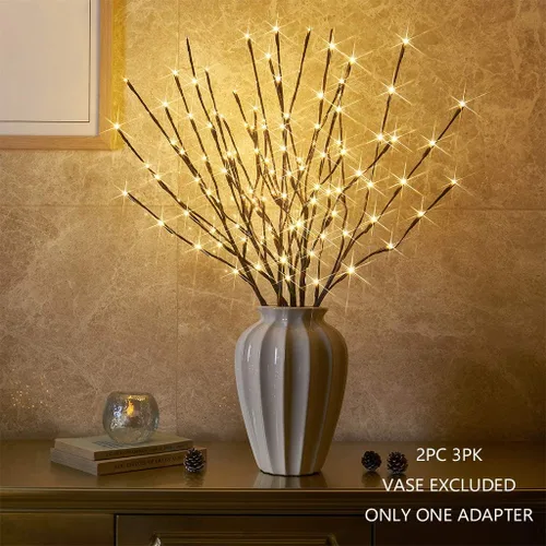 Miniatura 2 de Vanthylit - Juego de 2 estacas de ramas marrones iluminadas de 30 pulgadas (3 unidades), luz de camino cálida de 120 LED para exteriores e