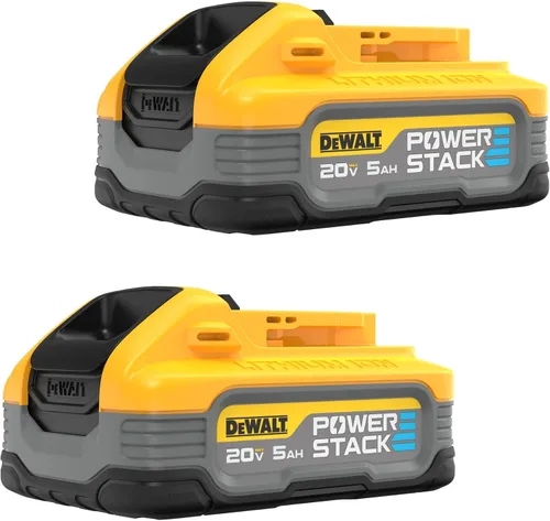 Miniatura 2 de DEWALT Powerstack - Batería de 20 V Max, recargable, 5 Ah, iones de litio, paquete de 2 (DCBP520-2) y batería de 20 V MAX XR, 5 Ah, paquete de 2