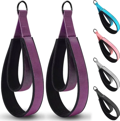 Miniatura 8 de 2 correas cómodas de doble bucle para Pilates de grosor mejorado, correa de anillo en D para gimnasio en casa y accesorios de entrenamiento de yoga