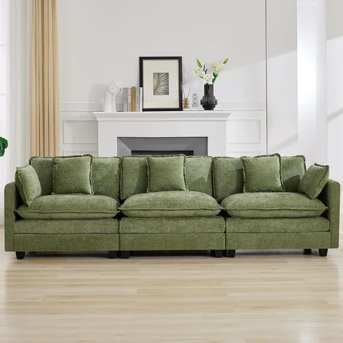 Miniatura 112 de Otomán de Sofá Moderno de Chenille Nube de 35'', Otomán Rectangular para Sofá Seccional Modular, Beige