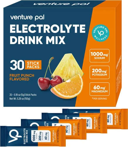 Miniatura 17 de Venture Pal Paquete de electrolitos en polvo sin azúcar con alto contenido de sodio, paquetes de hidratación cero calorías con vitamina, sodio