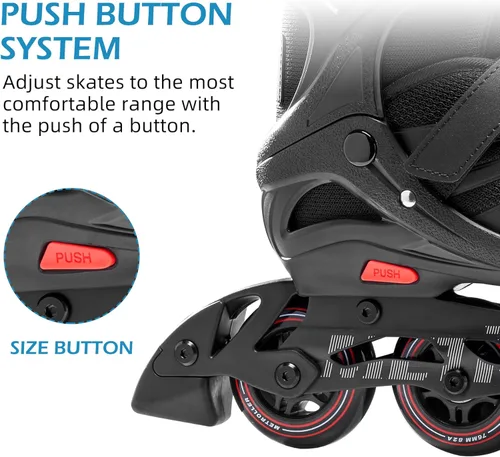 Miniatura 4 de METROLLER Patines en línea para mujeres, patines en línea ajustables para adultos, para adolescentes y niños Rojo
