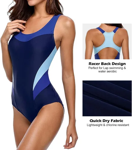Miniatura 5 de Traje de baño atlético de una pieza para mujer, traje de baño con espalda cruzada