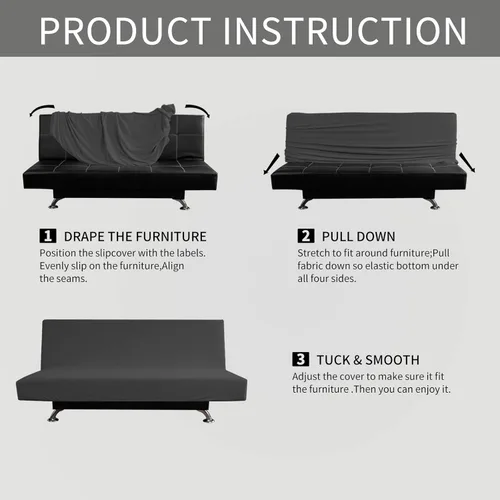 Miniatura 6 de Easy-Going - Funda elástica para futón, cubierta para sofá cama sin brazos, protector de muebles sin reposabrazos con parte inferior elástica