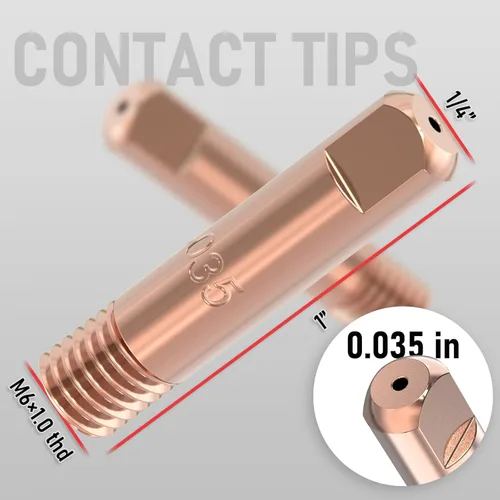 Miniatura 2 de YESWELDER Punta de contacto de soldadura MIG 11-35 (0.035") para pistolas Lincoln Tweco MIG 100L Mini