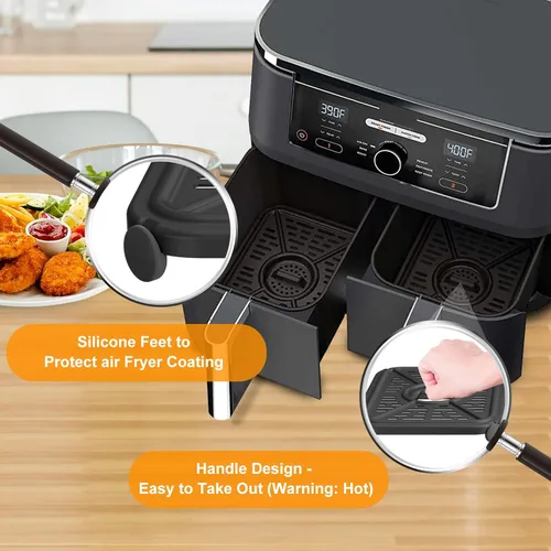 Miniatura 5 de Bandeja de parrilla para freidora de aire para Ninja Foodi DZ401 DZ550 Air Fryers DualZone de 10QT, accesorios de repuesto para freidora de aire
