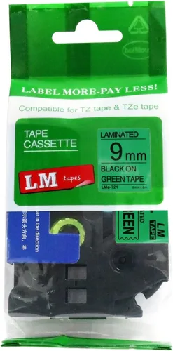 Miniatura 25 de Cinta LM - Brother PT-1010 3/8 pulgadas (0.354 in 0.35 laminadas) Negro sobre transparente compatible con TZe P-Touch Cinta para rotuladora Brother