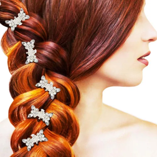 Miniatura 3 de Mini accesorios para el cabello de cristal: pinzas para el cabello con diamantes de imitación brillantes, pequeños clips de metal florales