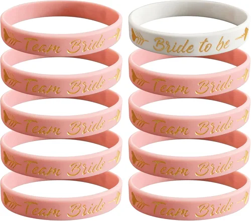 LADY&HOME Paquete de 10 pulseras de silicona para despedida de soltera, regalos de tribu para despedida de soltera, regalos de tribu (rosa claro)