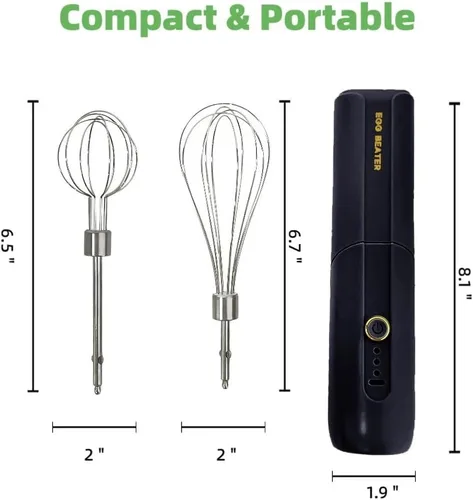 Miniatura 6 de Batidora de mano inalámbrica, batidor eléctrico de mano de diseño plegable con 3 modos de velocidad, batidor de huevos de mano con 2 batidores