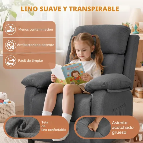 Miniatura 6 de Korser Silla reclinable, sillas de sala de estar para adultos, silla de lectura acolchada para asiento profundo con bolsillos laterales, reclinables