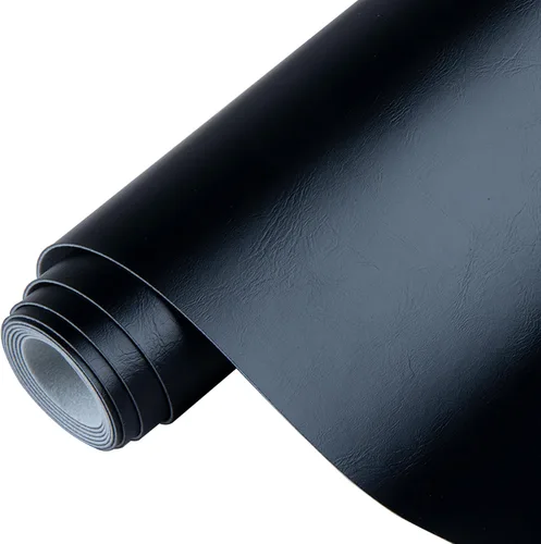 Ramya Rollo de hoja de piel sintética color negro liso de 12 x 53 pulgadas, tela de piel sintética muy adecuada para hacer, aretes de cuero, lazos,