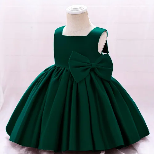 Miniatura 2 de 6M-8T - Vestido de fiesta de tutú para bebé, con lazo grande, para concurso de cumpleaños, para bautizo