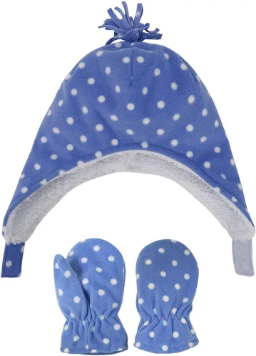 SimpliKids Juego de sombrero y guantes bordados y forrados de tela polar tipo sherpa, para niños y bebés