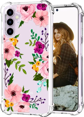 Miniatura 80 de Hungo Funda compatible con Samsung Galaxy S23 con diseño floral y bonito diseño transparente, femenino para mujeres y niñas, con hermoso clavel