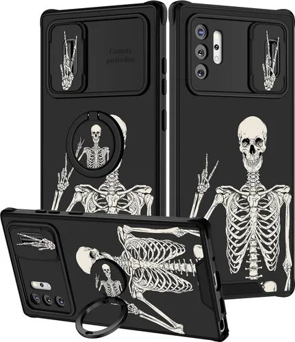 Miniatura 146 de Funda 2 en 1 para Samsung Galaxy Note 10 Plus con diseño de calavera para teléfono con diseño de esqueleto para yoga, fantasma, horror, con cubierta