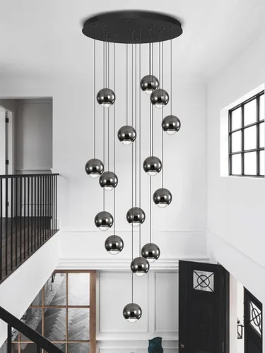 ykolupty Candelabro de Escalera Moderna Lámpara Colgante de Cristal Luz de Candelabro Grande para Techos Altos Lámpara de Gota de Cristal Luz de