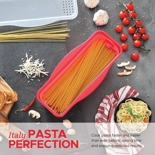 Miniatura 3 de Tafura Cocedor de Pasta para Microondas con Sistema de Doble Colado, Cocedor de Espaguetis para Microondas con Escurridor, Regalo de Dormitorio