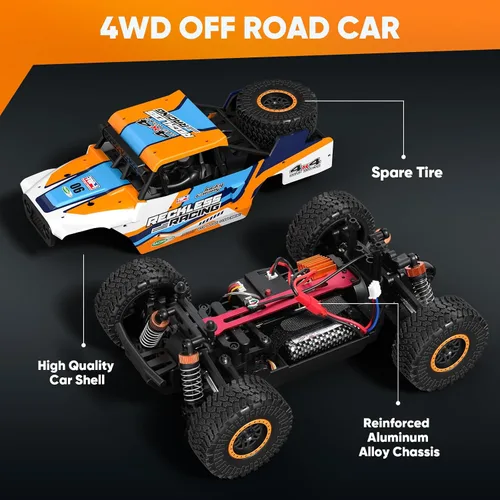 Miniatura 3 de Axirata Auto a Control Remoto, Alta Velocidad 40+KM/H Todoterreno Juguetes de Auto RC Rápido, 1:20 Monster RC Truck 4WD 2.4GHz Impermeable