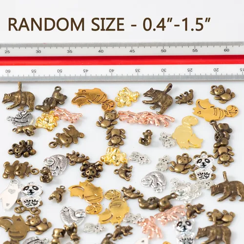 Miniatura 6 de stino - 100 g de dijes colgantes de metal para hacer joyas, lote de dijes bañados en plata y oro para pulseras, collares y manualidades, dijes