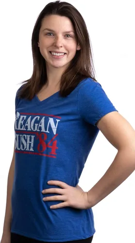 Miniatura 3 de Reagan Bush '84 Camiseta con cuello en V para mujer republicana conservadora republicana estilo vintage