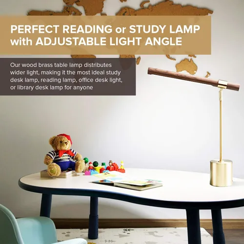 Miniatura 3 de Lámpara de Mesa Moderna Banker Slim - Luz de Escritorio LED - Lámpara de Madera y Latón - Lámpara de Mesa Ajustable - Lámpara de Escritorio de Siglo