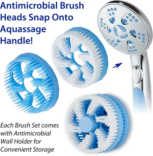 Miniatura 2 de Hotel Spa AquaCare - Juego de cabezal de cepillo para ducha de mano de hidroterapia Aquassage - Cepillo corporal de cerdas suaves, cepillo de pelo