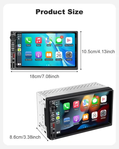 Miniatura 5 de Estéreo de coche doble DIN con pantalla táctil HD de 7 pulgadas, radio Bluetooth para automóvil in-Dsah navegación con Carplay inalámbrico y Android