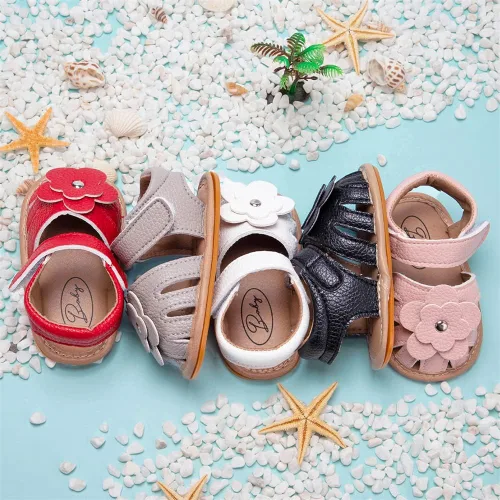 Miniatura 3 de Meckior Sandalias de verano con punta abierta y suave de piel sintética para bebés y niñas pequeñas