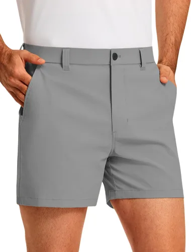 Miniatura 12 de PULI Pantalones cortos de golf para hombre con entrepierna de 5 pulgadas, elásticos, pantalones cortos de vestir casuales con bolsillos