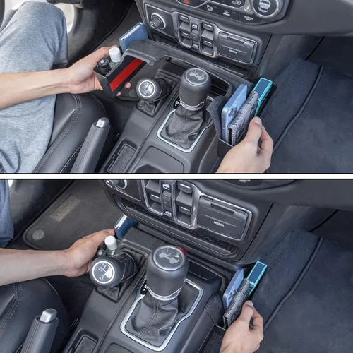 Miniatura 9 de Bandeja organizadora de palanca de cambios de consola central compatible con Jeep Wrangler JL/JLU 2018-2023 2024 2025 2026 y Jeep Gladiator JT Truck