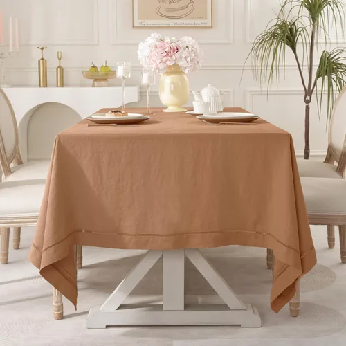 Miniatura 5 de Linen World - Mantel de lino de otoño de 55 x 55 pulgadas, mantel rectangular lavable de lino francés para comedor, al aire libre, bodas