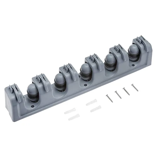 Miniatura 4 de Amazon Basics Organizador de almacenamiento rectangular resistente de montaje en pared para escobas, fregonas o herramientas con ganchos y ranuras