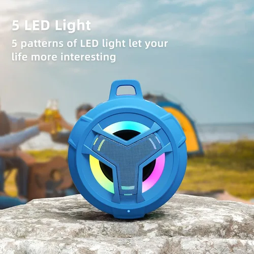 Miniatura 5 de EBODA Altavoz impermeable Bluetooth para ducha, IPX7, flotante, portátil, inalámbrico, pequeños altavoces con luz, tiempo de reproducción de 24 Azul