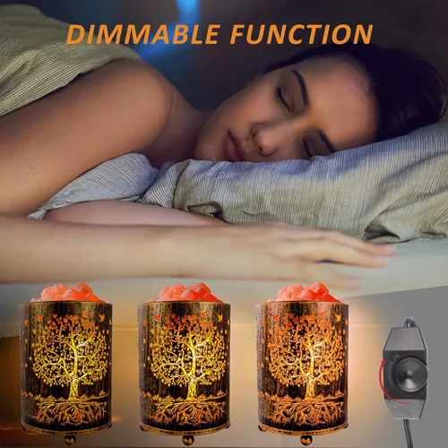 Miniatura 4 de Lámparas de sal para noche, lámpara de roca de sal del Himalaya con interruptor de atenuación, lámpara de cesta de sal del Árbol de la Vida, luz