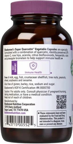 Miniatura 3 de Bluebonnet Nutrition Super Quercetin Cápsulas Vegetales, Fórmula de Vitamina C, Lo mejor para apoyo estacional e inmunológico, sin OMG, sin gluten
