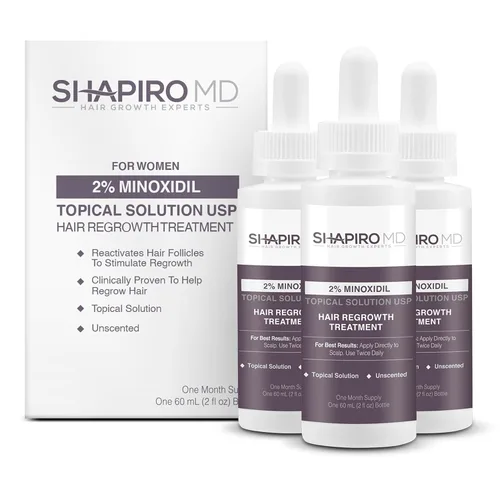 Miniatura 10 de Shapiro MD Hair Growth Experts Minoxidil Solución tópica al 2% para mujeres, el suero promueve el recrecimiento del cabello al reactivar