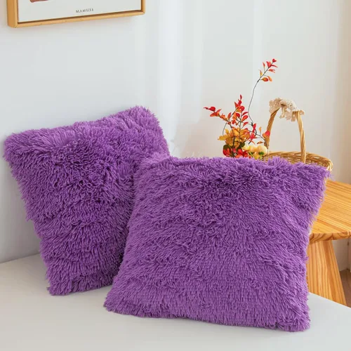 Miniatura 13 de Besfunny Juego de 2 fundas de almohada de pelo sintético negro, mullidas y peludas para decoración de dormitorio, fundas de almohada negras suaves
