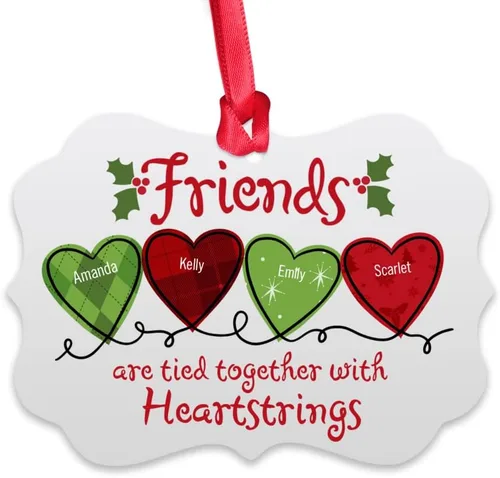 Miniatura 7 de Gossby Adorno de Navidad personalizado con texto en inglés «Friends», regalo de Navidad personalizado para mujeres con nombres, adorno de mejor