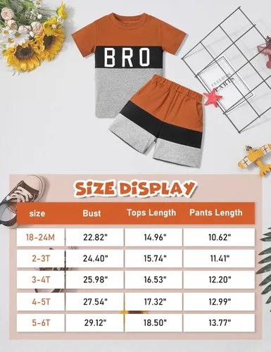 Miniatura 8 de Ribabz Ropa para niños pequeños, ropa de verano con estampado de letras y pantalones cortos, conjunto de 2 piezas