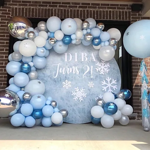 Miniatura 6 de Jobkoo Globos Azules y Blancos, 60 Pzs Globos de Látex Pastel Azul Bebé Plateado de 12 Pulgadas con Globos de Confeti Metálico Globos de Graduación