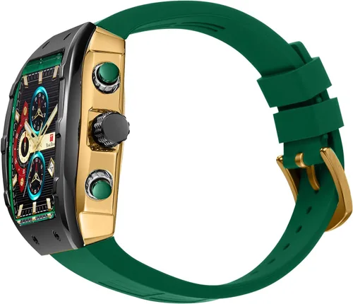 Miniatura 8 de Relojes para hombre con correa de silicona analógico de cuarzo impermeable cronógrafo luminoso Tonneau relojes para hombre, vestido deportivo